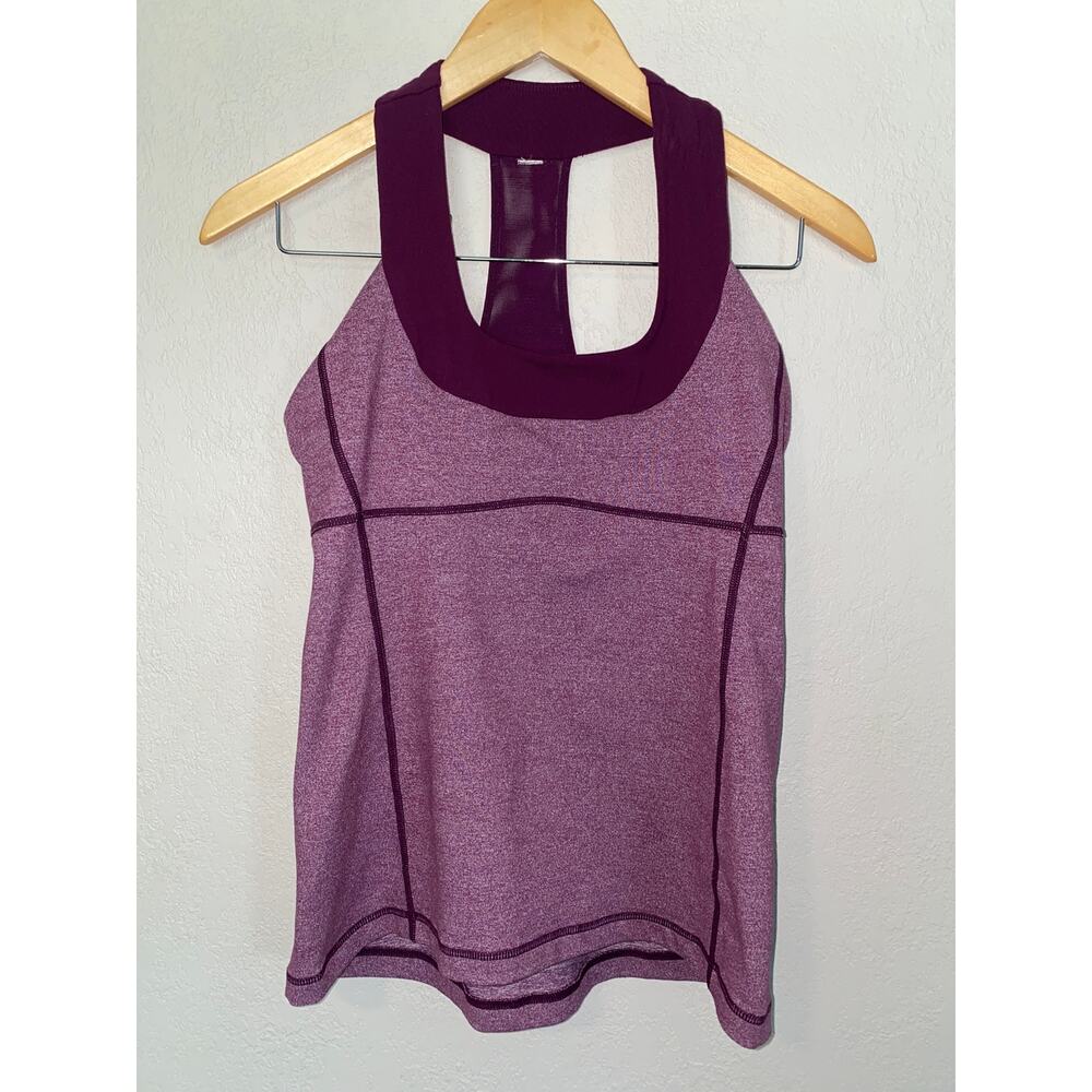 Lululemon Scuba Purple racerback tank top built-in shelf bra SZ 8